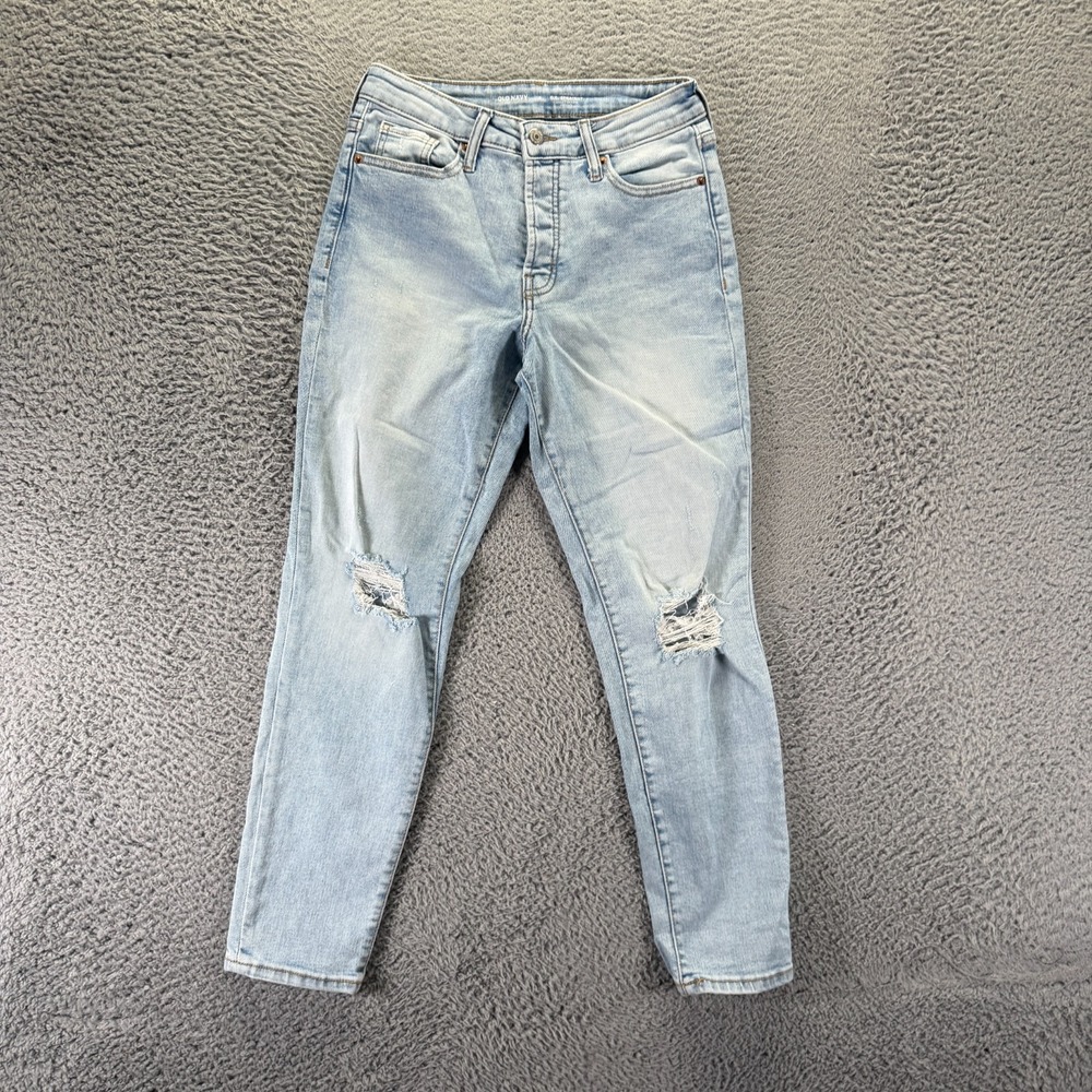 Old Navy OG Jeans Women's 4 Blue Cotton Denim Straight Faded Distressed Stretch
